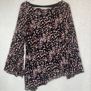 Papell Boutique Evening large top Asymmetrical Hem Geometric Sheer Adrianna